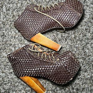 Jeffrey Campbell Brown Woven Platform Lita